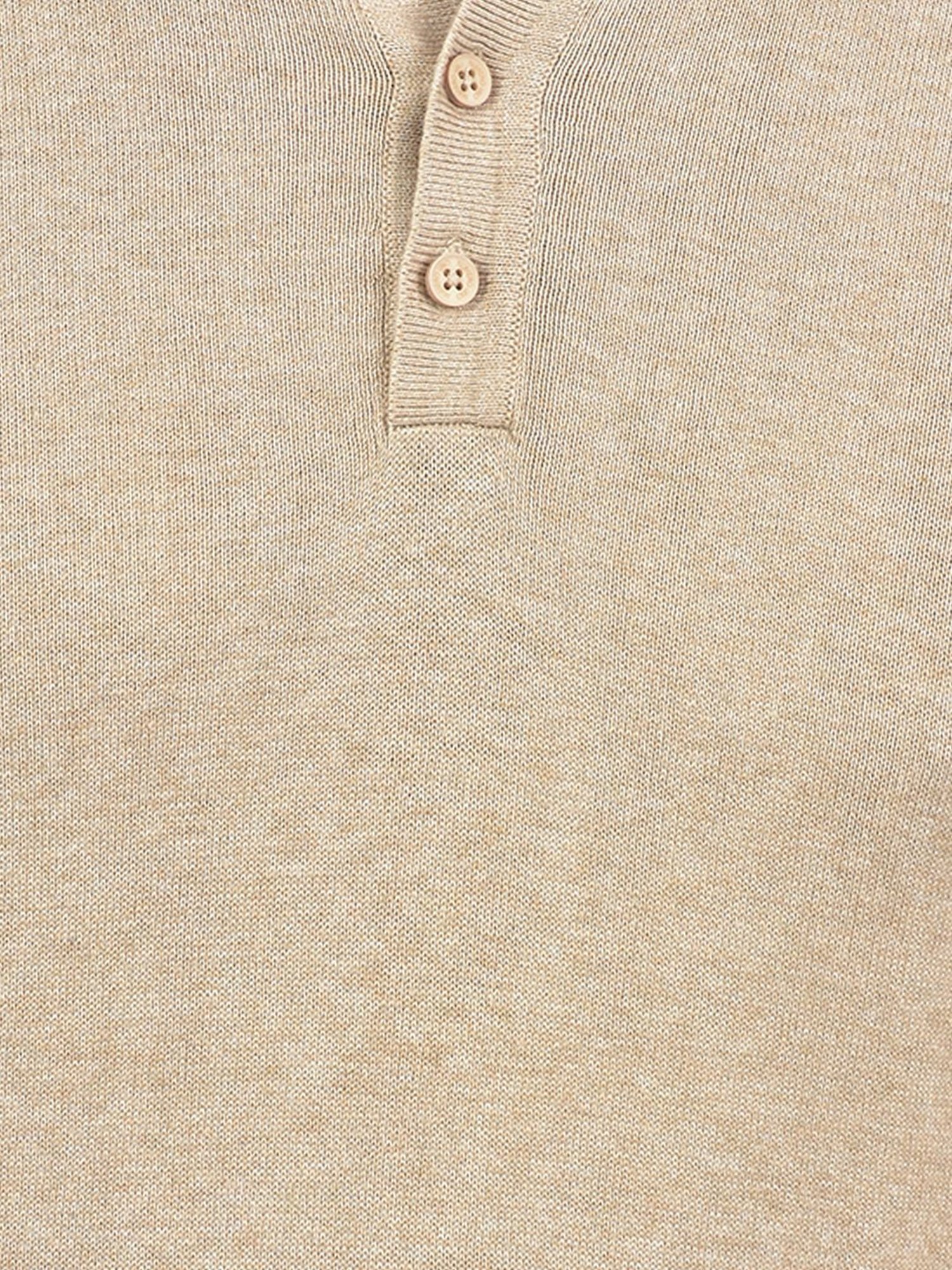 Numero Uno Beige Cotton Regular Fit Texture Polo T-Shirt
