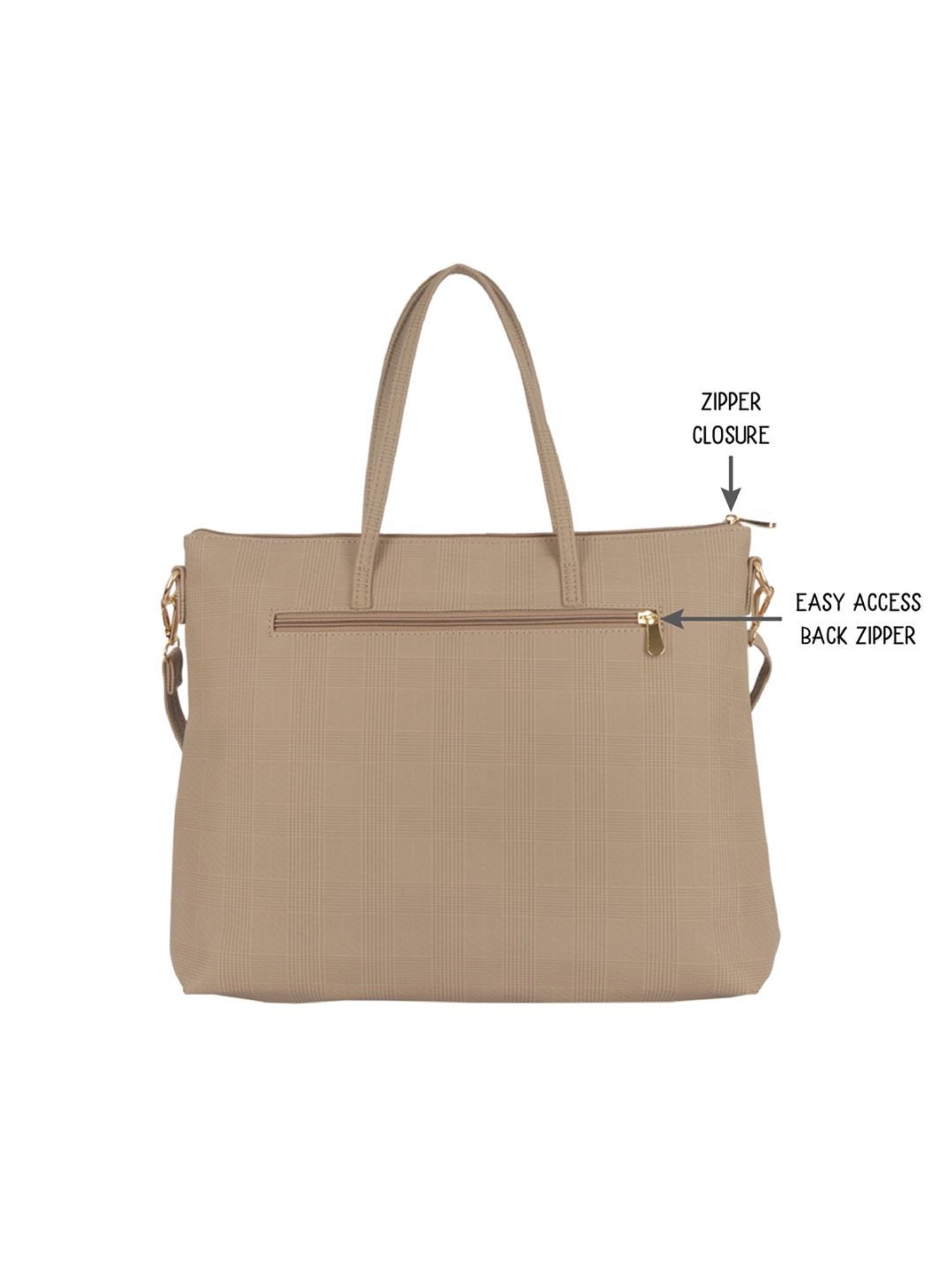 Baggit Ayko Beige PU Solid Laptop Messenger Bag