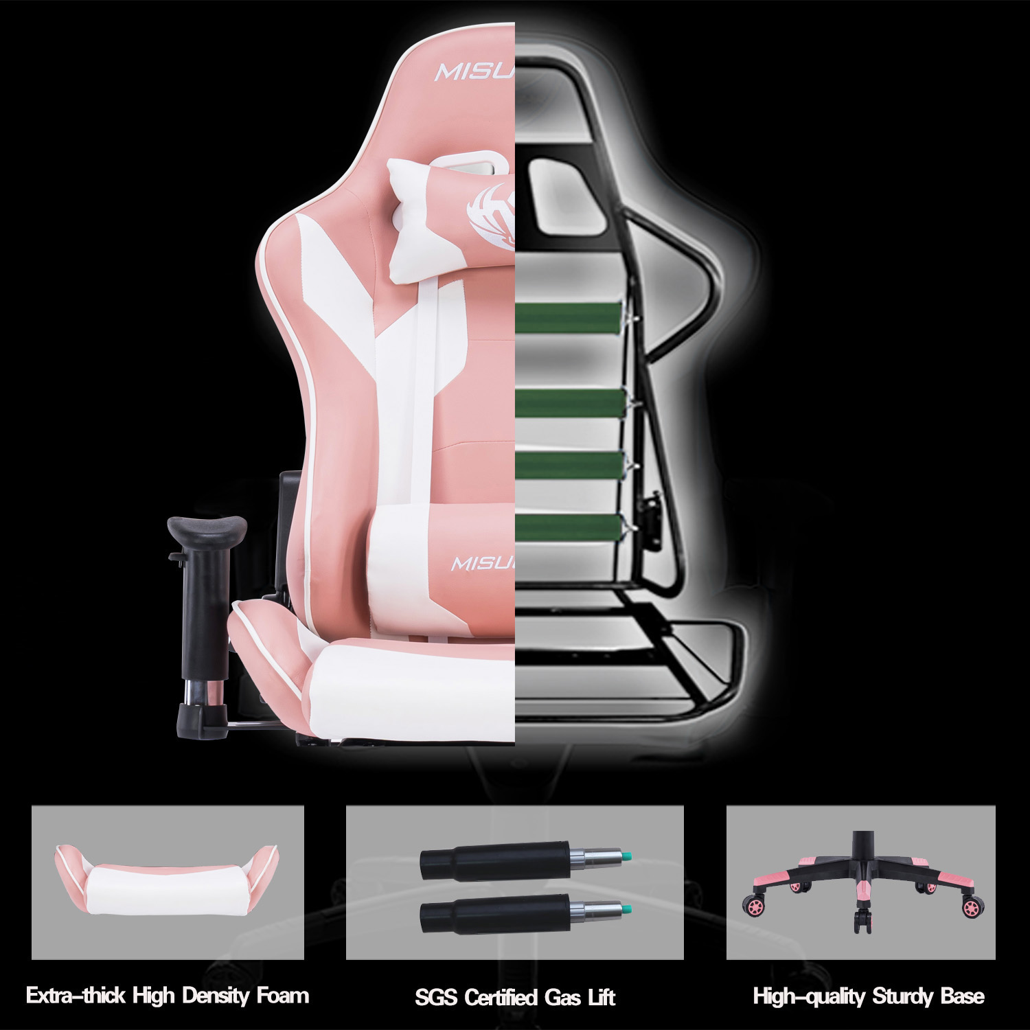 Gaming Chair, Racing Style Computer Desk Chair Padded Armrests Ergonomic Lumbar Support Adjustable Height