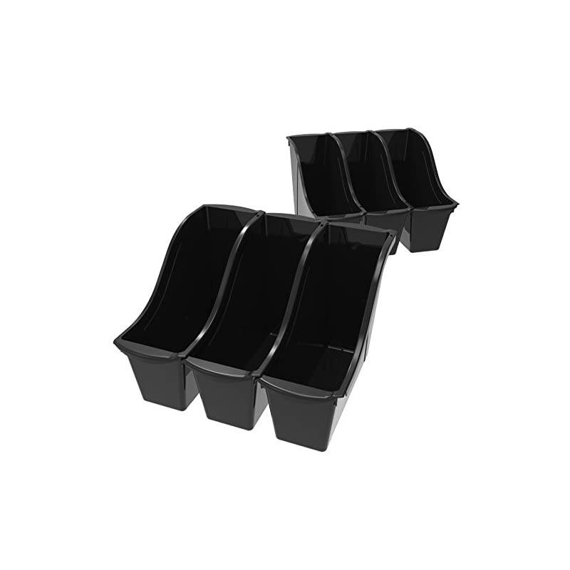 70123E06C Small Book Bin, 6-Pack, 11.75 x 4.5 x 8.5 Inches, Black