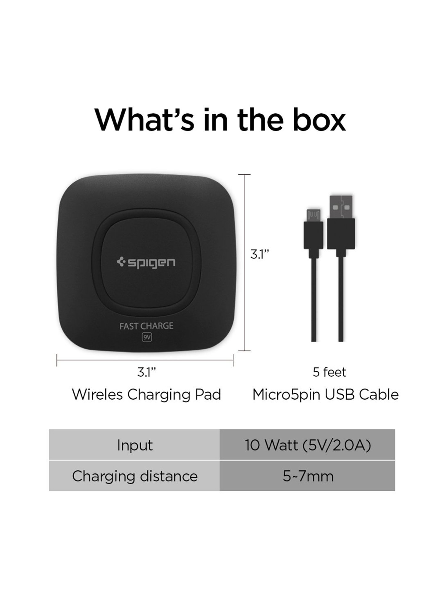 Spigen F301W 10W Compact Fast Wireless Charger (Black)
