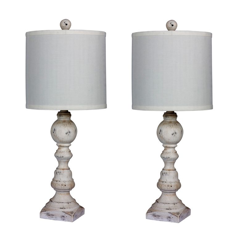 2pk Distressed Balustrade Resin Table Lamps White  - Fangio Lighting