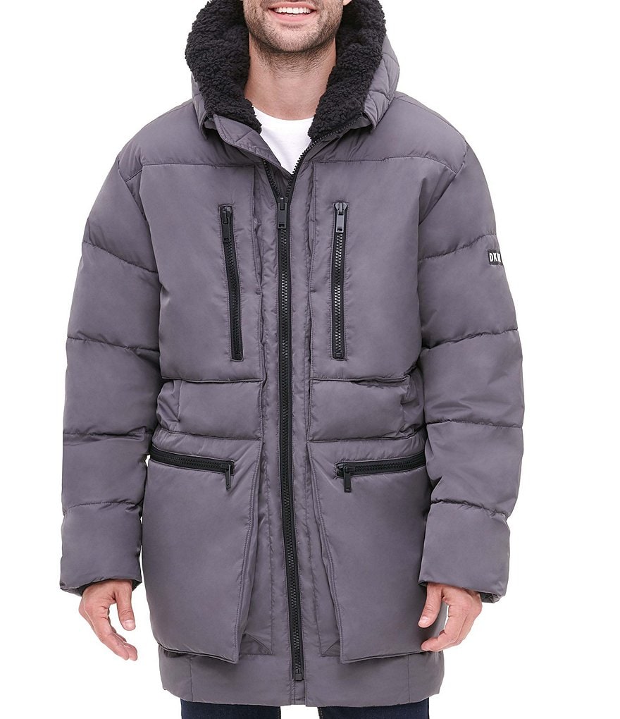 Cole Haan Hooded Down Zip Front Puffer Jacket