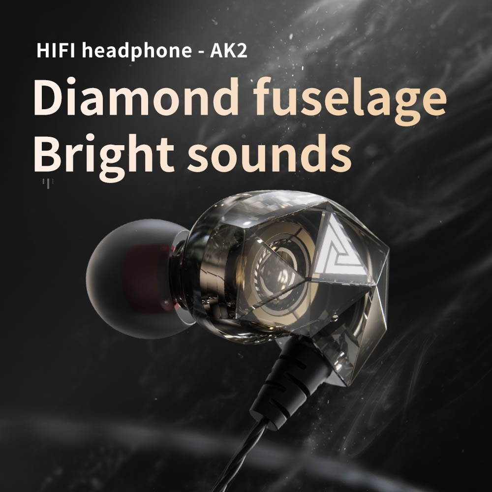 QKZ AK2 3.5mm Wired Headphones In-ear Earbuds Music Earphone Sports Headsets with Microphone