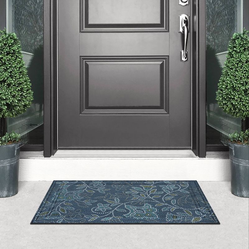 2'x3' Wyndham Weave Bellflower Mosaic Doormat Navy/Green - Apache Mills