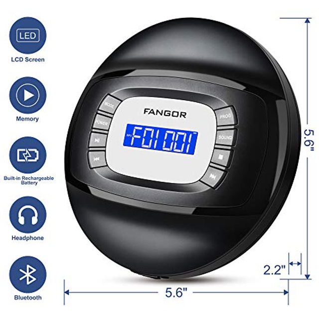 Portable CD Player HOTT Walkman CD Player LCD Display Anti-Skip Protection Shockproof Function Only Support 5 Formats CD CD-R CD-RW MP3 CD-DA WMA Audio Files Silver