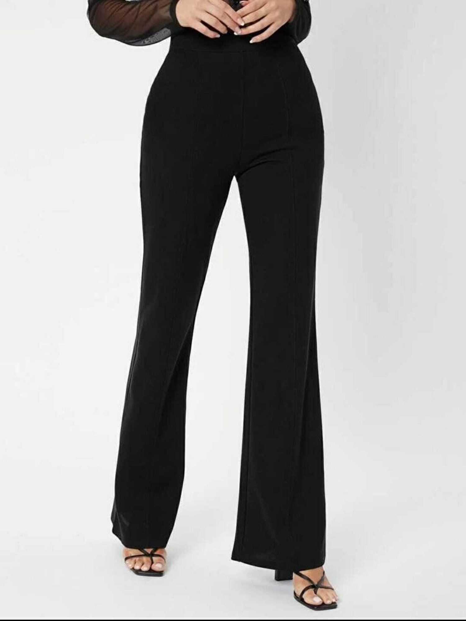 Broadstar Black Relaxed Fit High Rise Flared Trousers