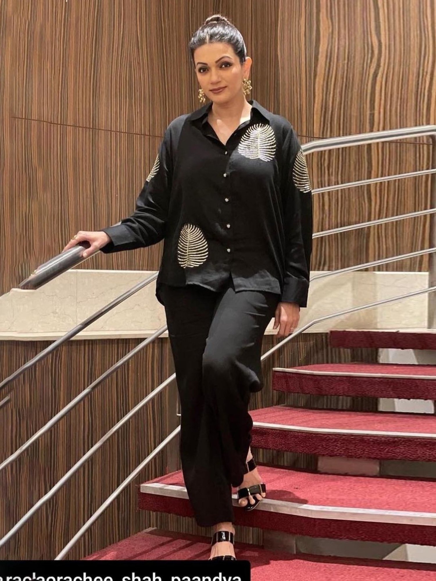 Gulaal Black Diyu Sequin Embroidered Shirt With Pant