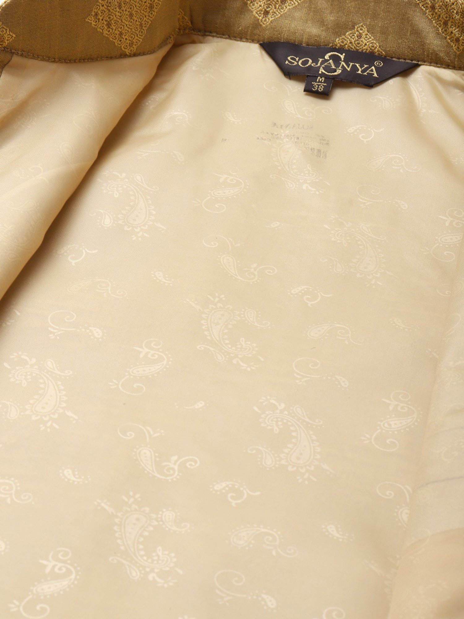 Sojanya Gold Regular Fit Self Pattern Nehru Jacket