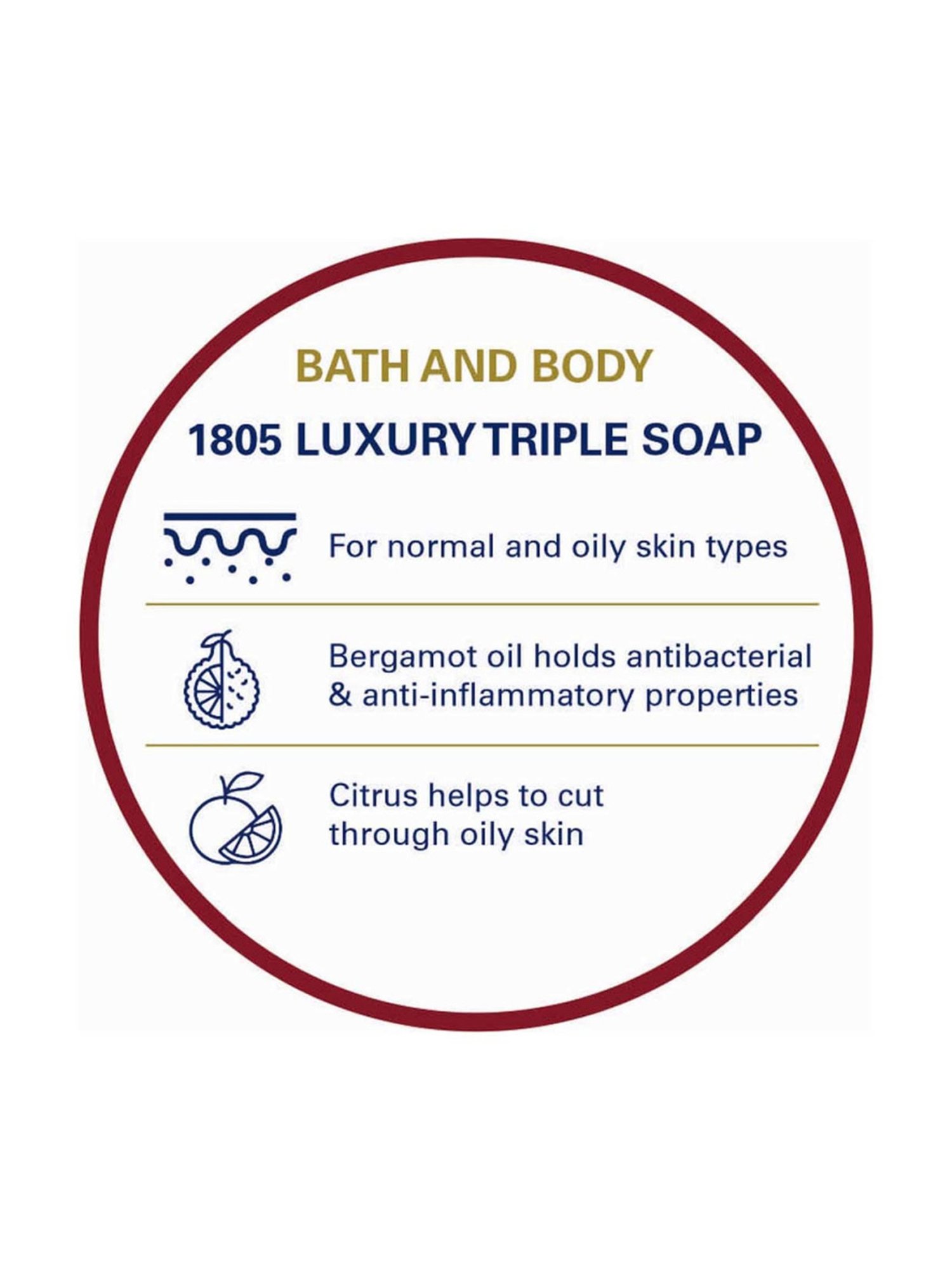 Truefitt and Hill 1805 Luxury Bath and Body Soap for Men - Pack of 3