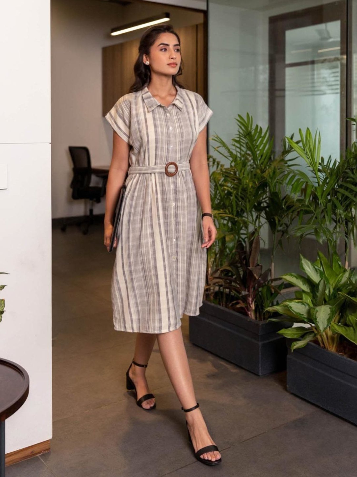 BInfinite Grey Cosmo Striped Dress