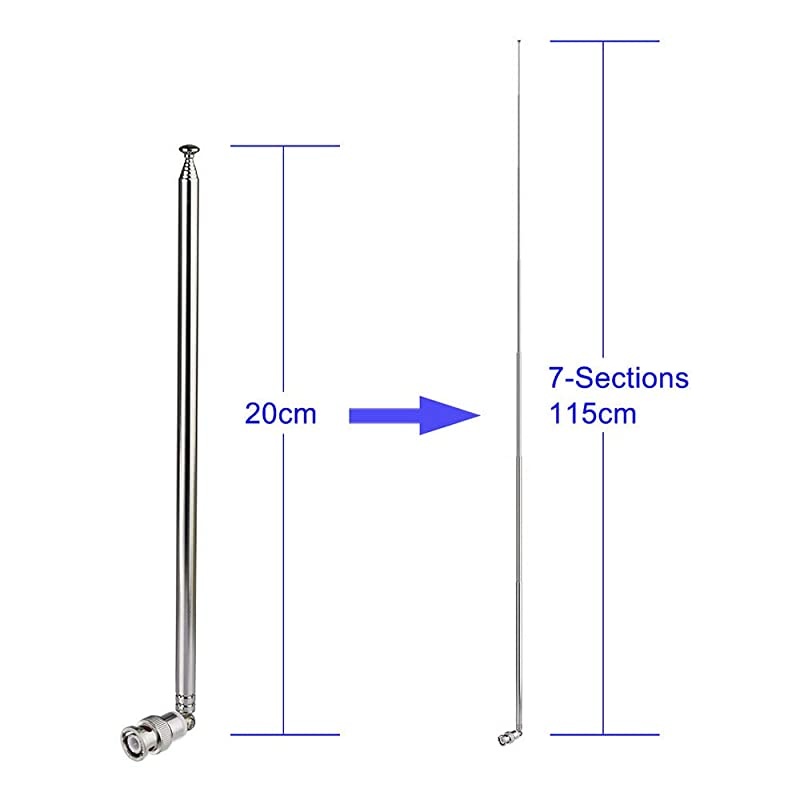 HF VHF UHF 7Sections 115cm Telescopic BNC Male Antenna 2Pack for Ham Radio Amateur Radio Mobile Radio Transceiver Two Way Radio Police Scanner Wireless Microphone Receiver Frequency Counter