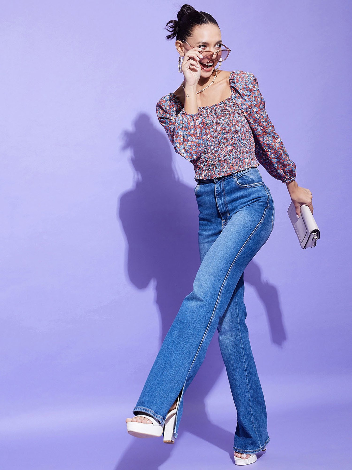 StyleStone Grey Printed Crop Top