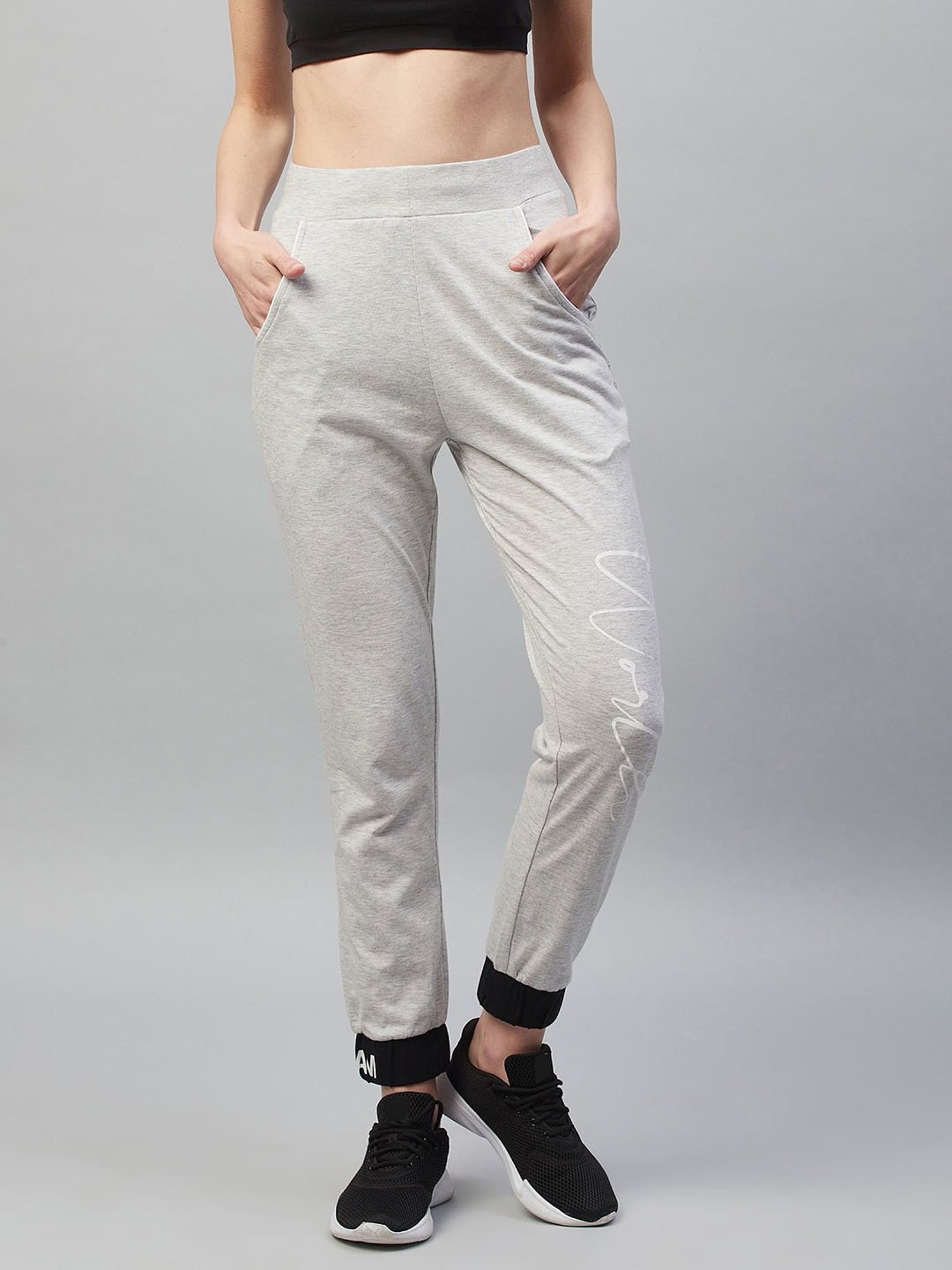 C9 Airwear Light Grey Cotton Graphic Print Joggers