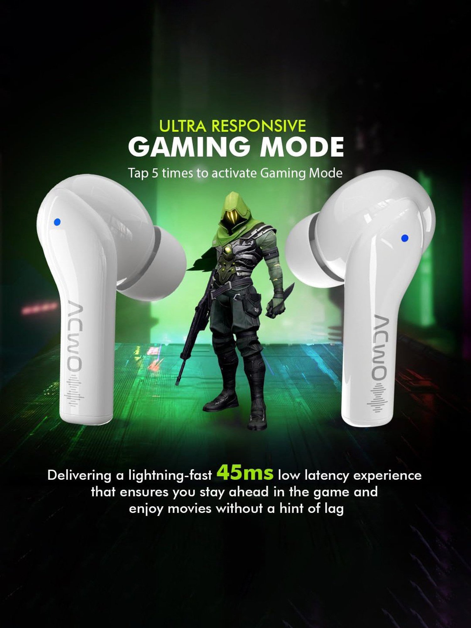 ACwO DwOTS 545 In Ear Earbuds with 48Hrs Playtime & ENC (Frosted White, True Wireless)