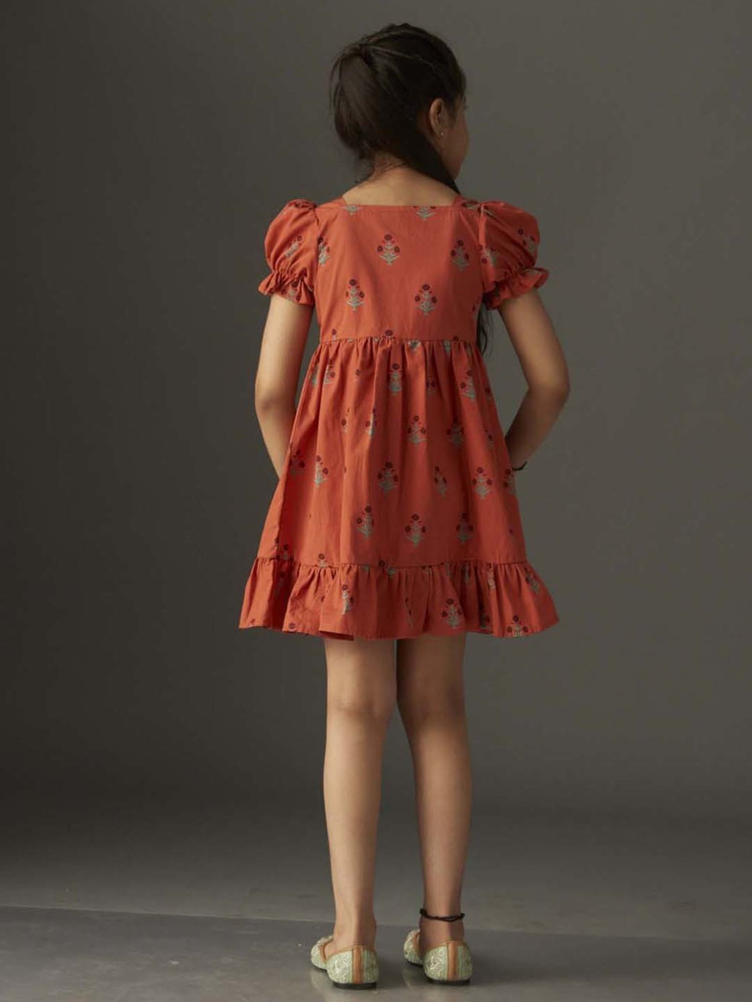 KidsDew Kids Coral Cotton Floral Print Dress