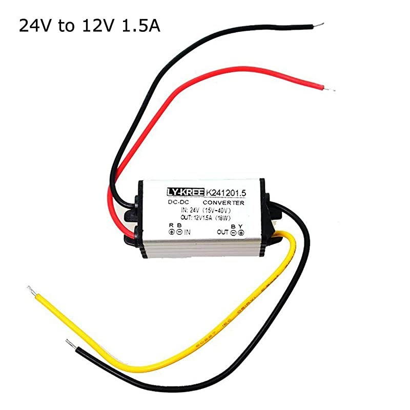 DC 24v to 12v Step Down Converter Reducer Regulator 15A 18W Power Supply Adapter for Auto Car Bus Van Vehicle Boat Solar System etcAccept DC1540V Inputs