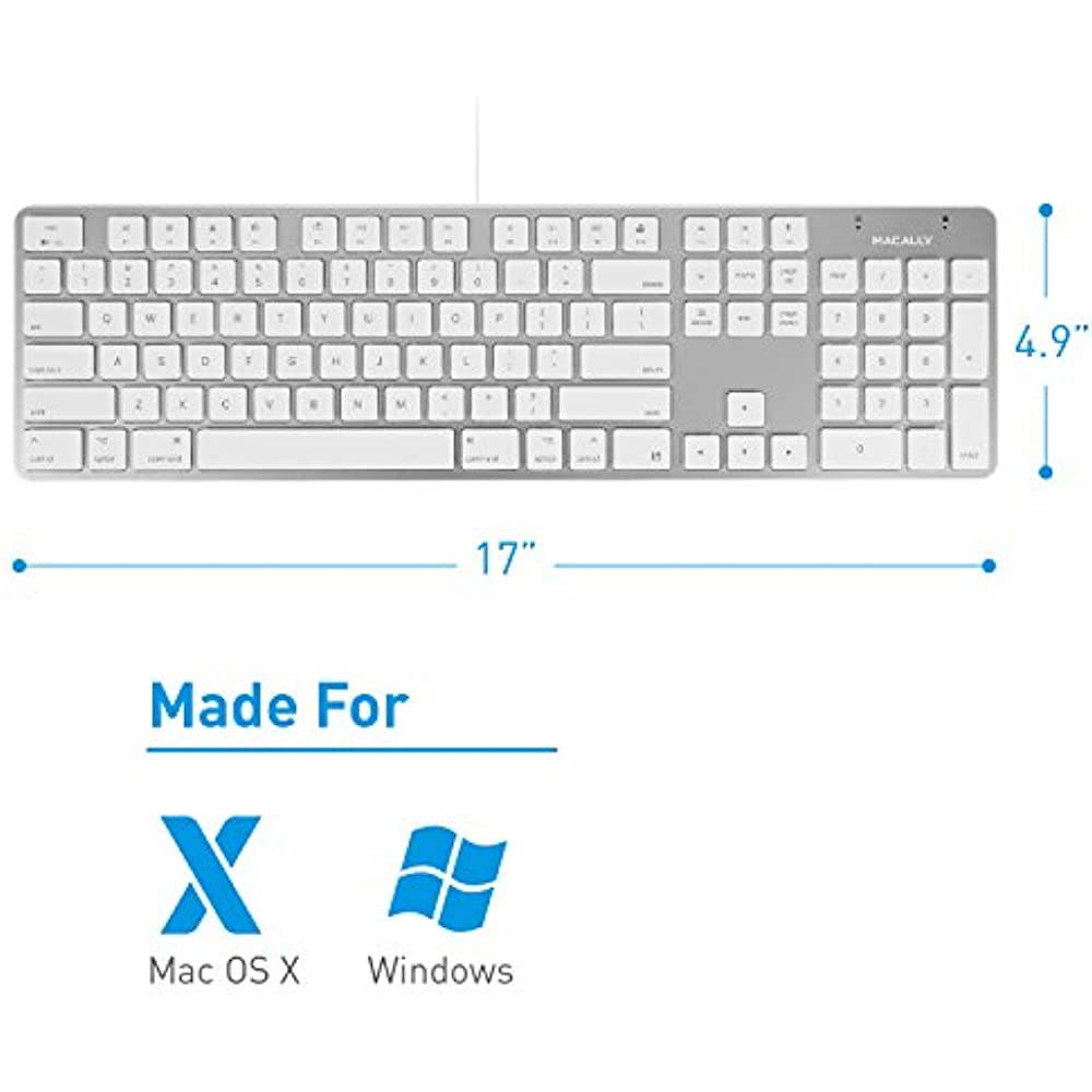 Macally SLIMKEYPROA Ultra-Slim USB Wired Space Keyboard - Gray