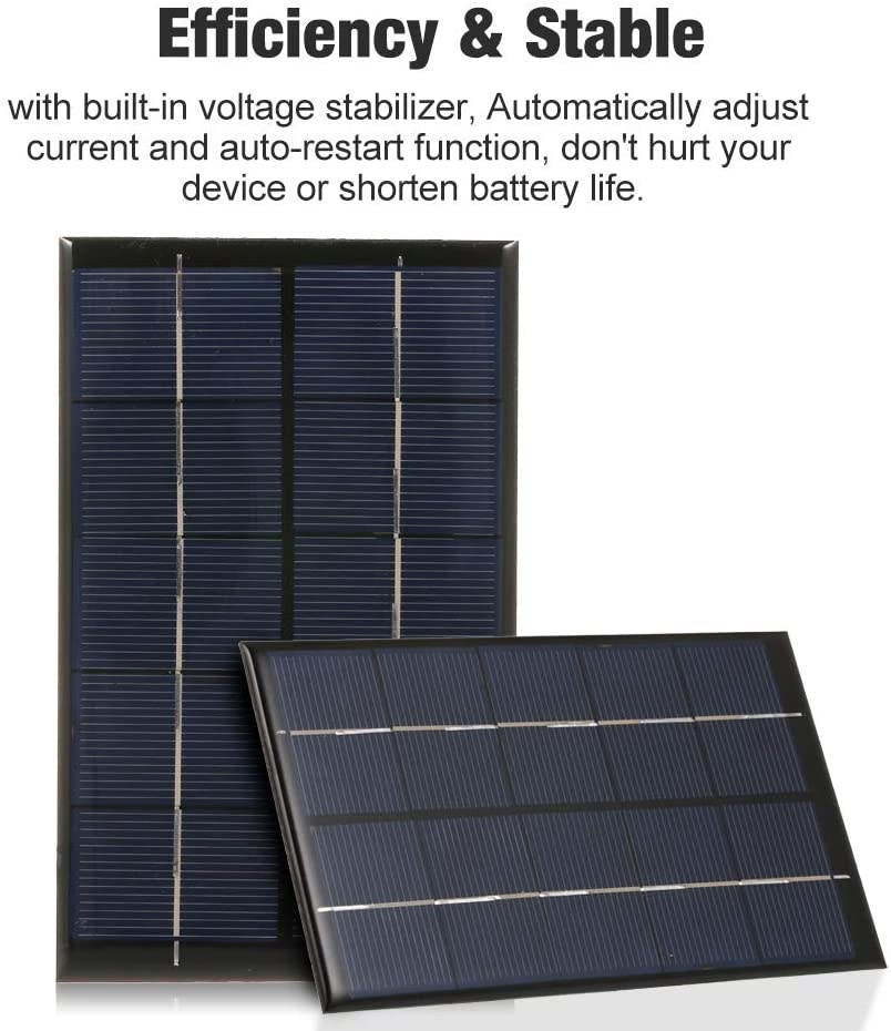 Blusea Portable Solar Charger with USB Port Monocrystalline Silicon Outdoor Ultra-Thin Compact Solar Panel Phone Cellphone Power Bank Charger for Camping Hiking Travel 2.5W/5V