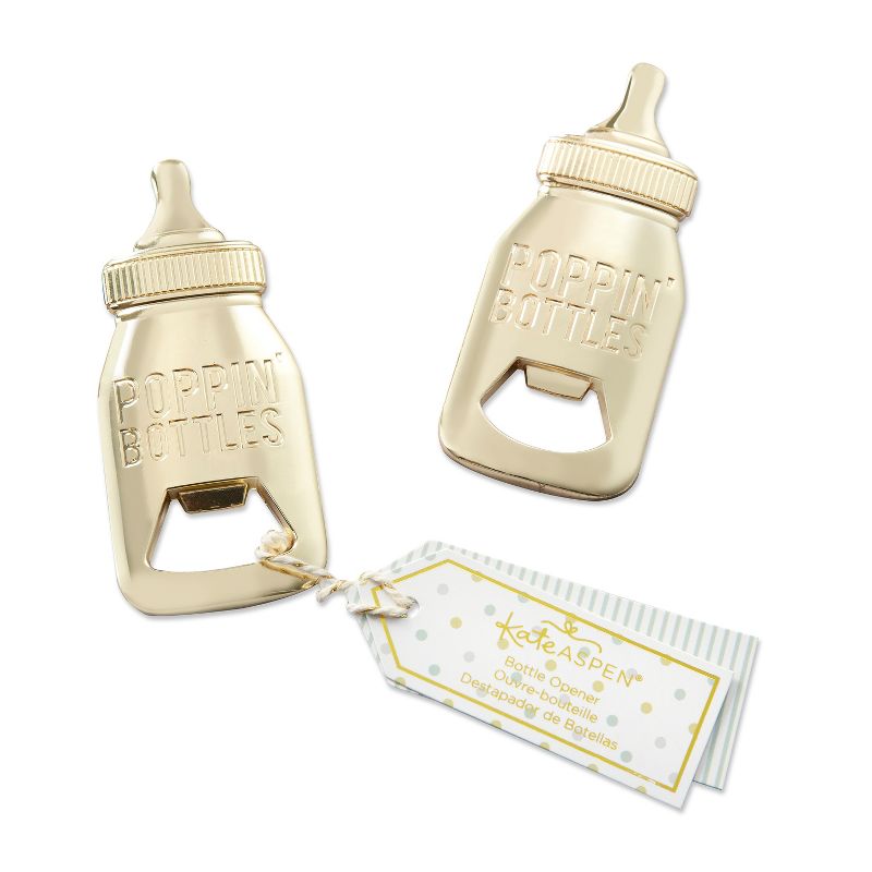 12ct Baby Bottle Shaped Bottle Opener Gold