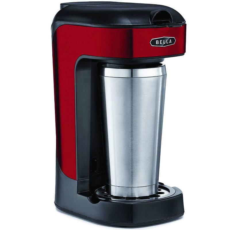 Bella 14485 Easy to Use 1 Scoop 1 Cup Powerful Compact Home Coffee Maker Machine with Permanent Filter, Red/Black
