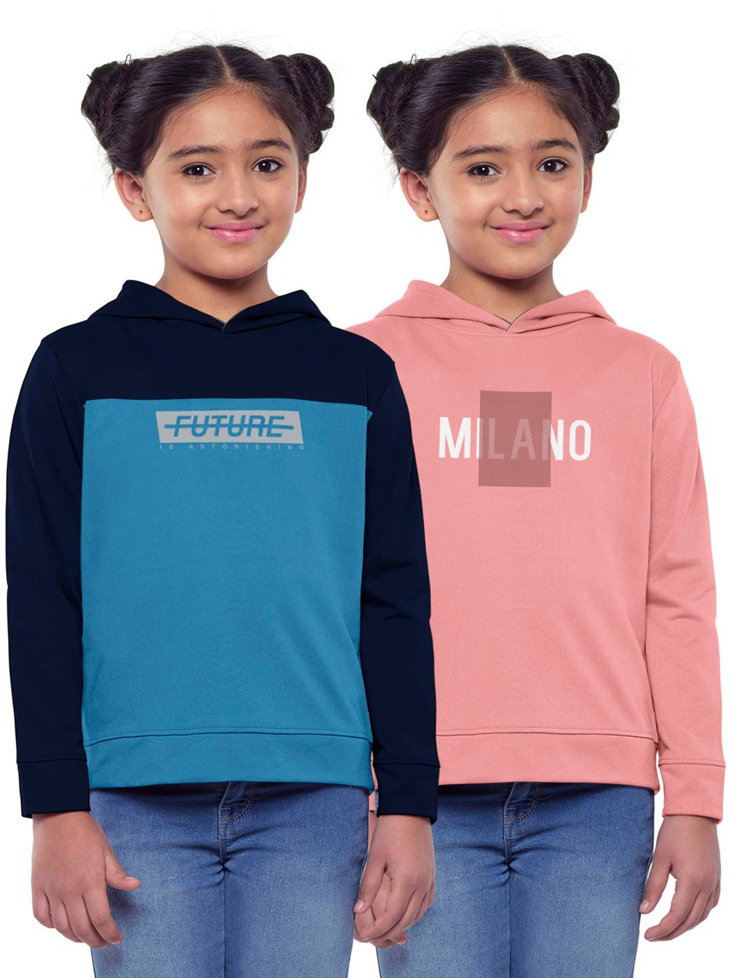 HELLCAT Blue & Pink Printed Full Sleeves Sweatshirt(Pack Of 2)