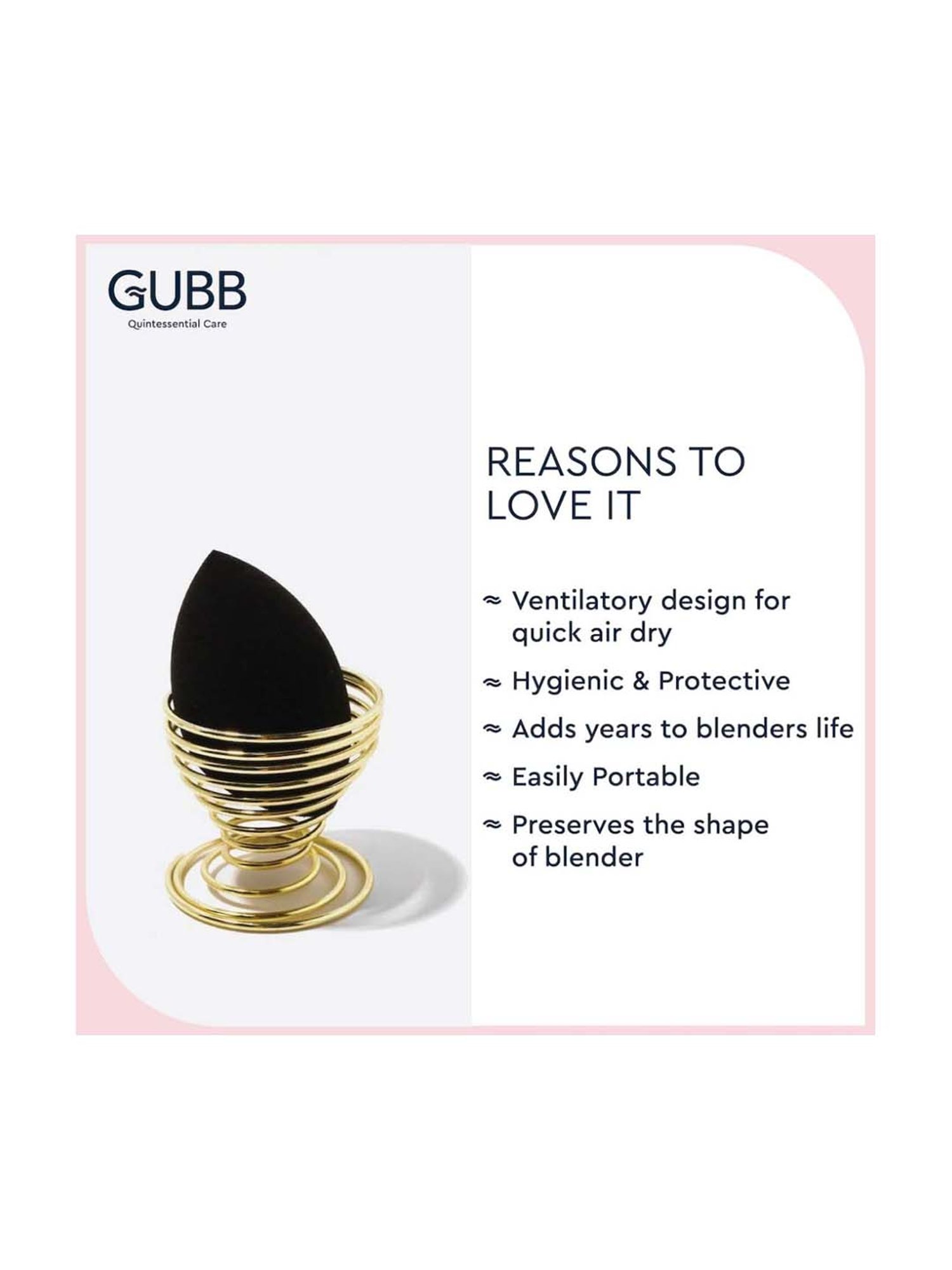 GUBB Beauty Blender Stand, Makeup Sponge Holder - Golden