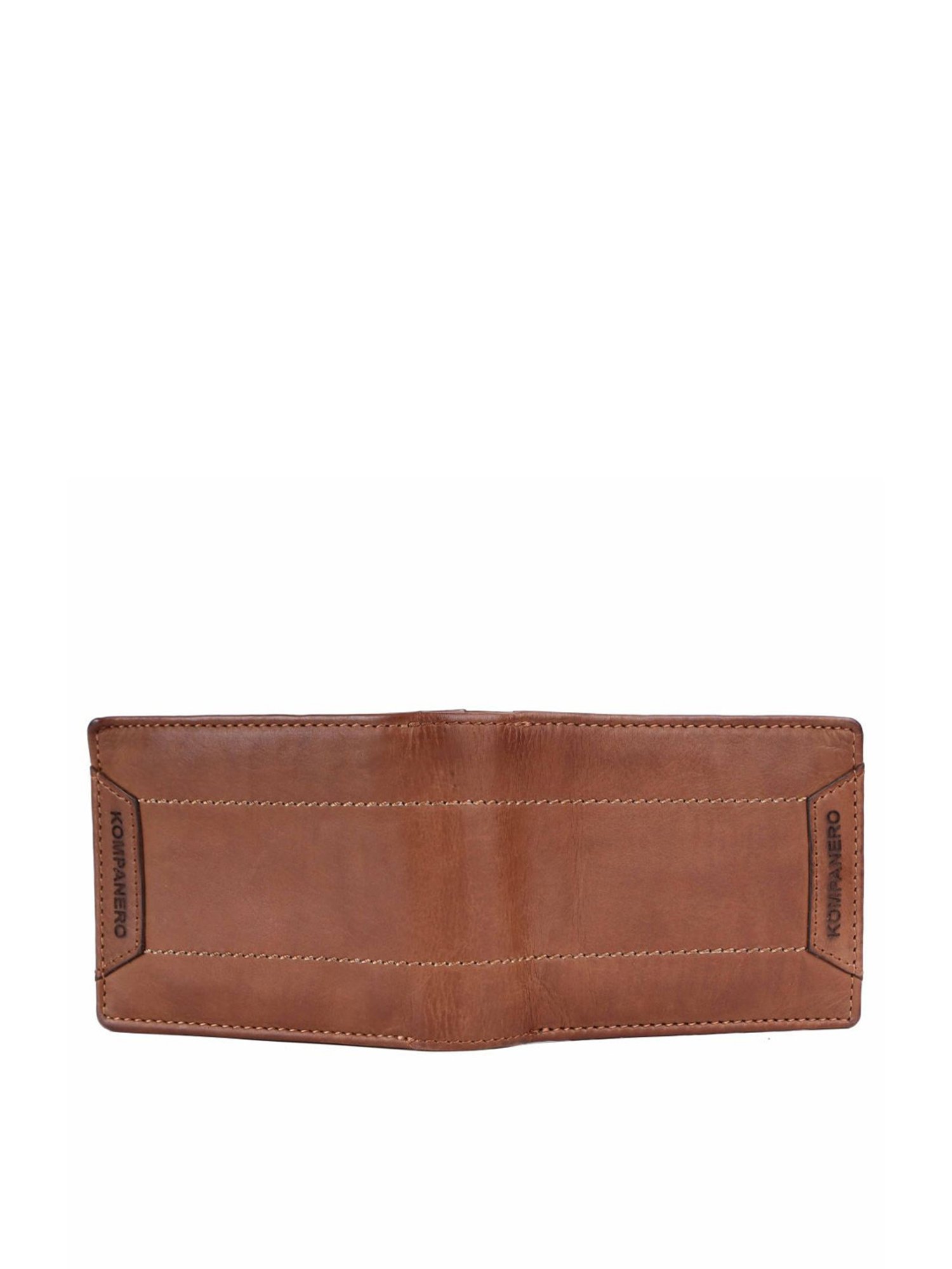 KOMPANERO Leo Cognac Leather Textured Bi-Fold Wallet