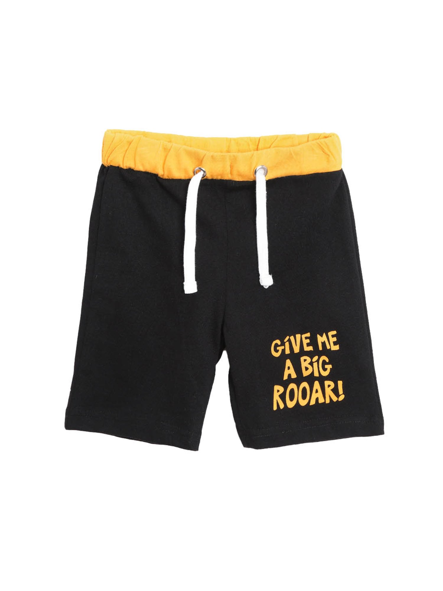 Lazy Shark Kids Yellow & Black Printed  T-Shirt with  Shorts