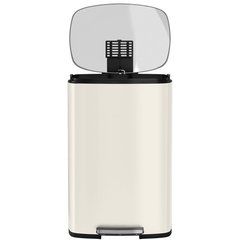iTouchless SoftStep Step Pedal Kitchen Trash Can with AbsorbX Odor Filter 13.2 Gallon White Stainless Steel