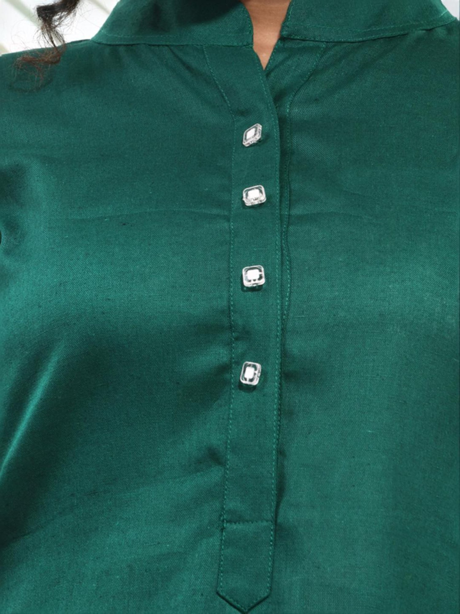 CHARUKRITI Green Cotton Woven Pattern A Line Kurta