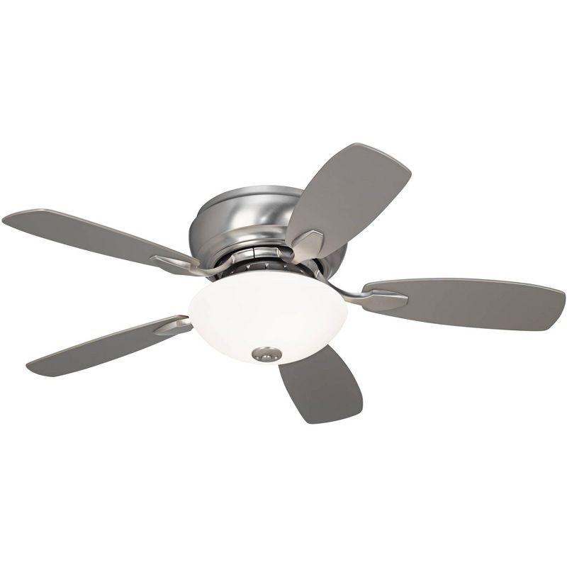 44" Casa Vieja Modern Hugger Ceiling Fan with Light LED Brushed Nickel Reversible Silver White Blades Frosted Glass Living Room
