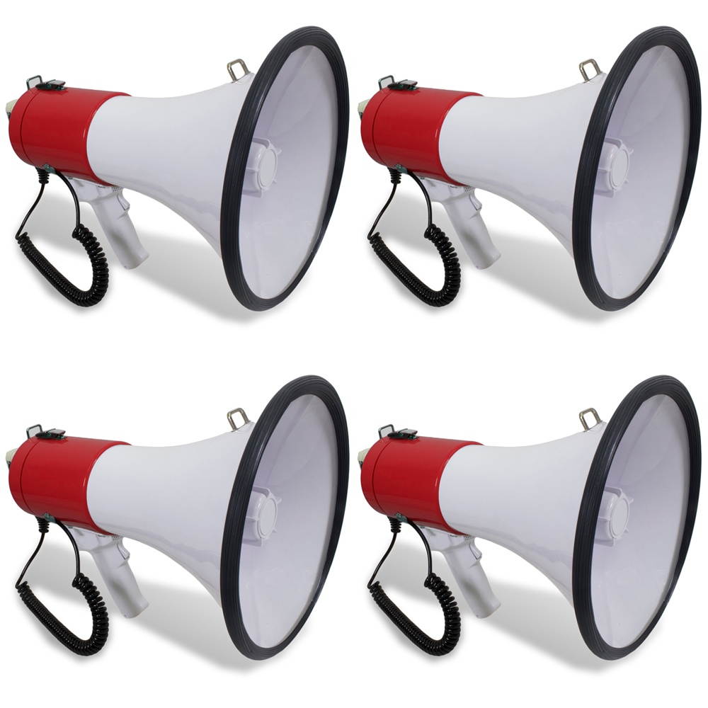 (4 Set) Technical Pro 40 Watts Portable Lightweight Megaphone, 800M-1000M Range Bullhorn With Strap, Siren, Volume Control, Good for for Trainers, Soccer, Football, Baseball, Coaches, Kids, Teachers