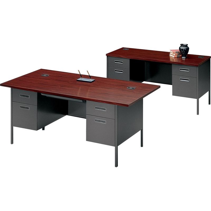 HON Metro Series Kneespace Credenza 60w x 24d x 29 1/2h Mahogany/Charcoal P3231NS