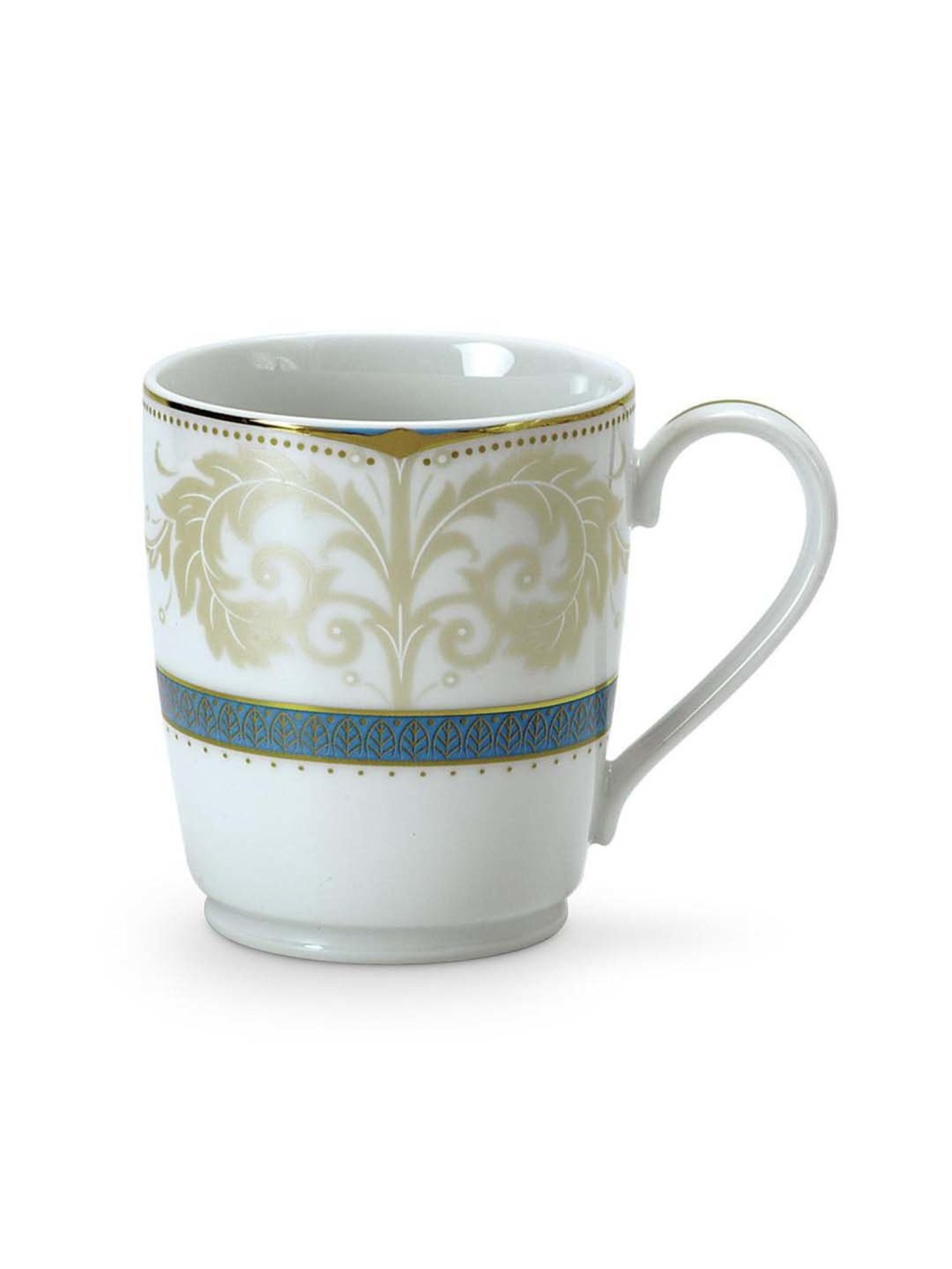 Noritake Royal Fountain White & Green Poreclain Coffee Mug (0.295 L) - Set of 6
