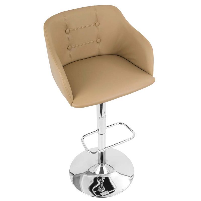 Campania Mid-Century Modern Adjustable Barstool with Swivel in Camel Faux Leather - LumiSource
