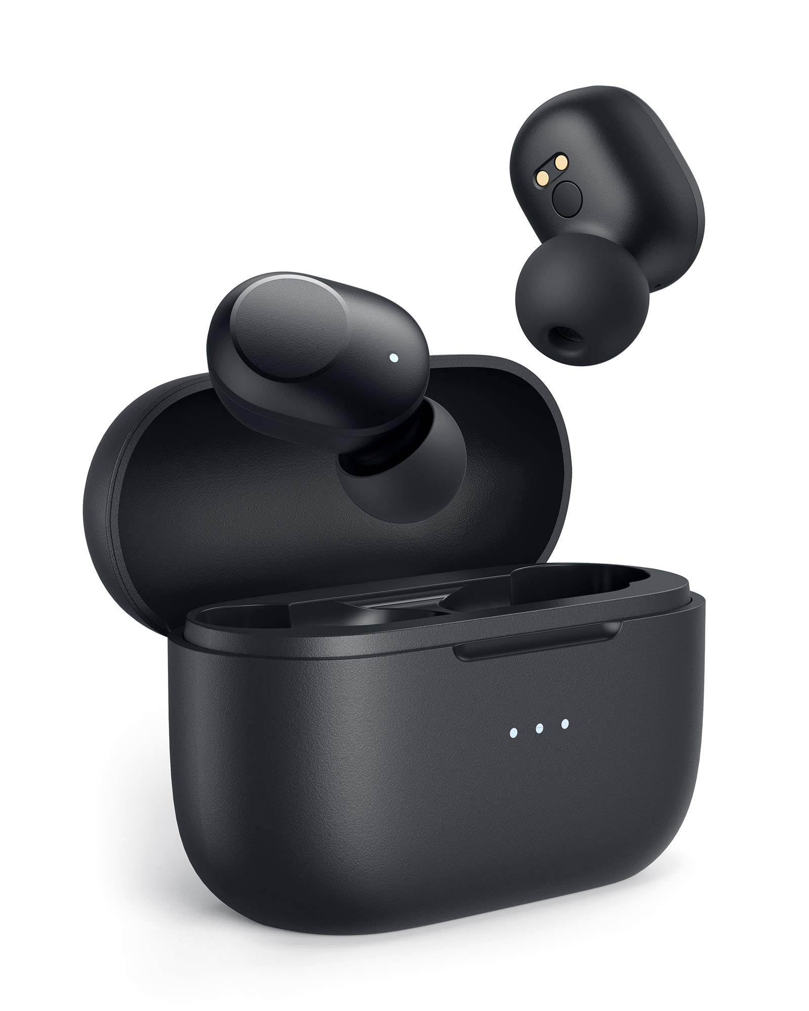 AUKEY EP-T31 True Wireless Earbuds, Bluetooth 5 Headphones Wireless Charging Case, in-Ear Detection, 30H Playtime, IPX5 Water Resistance, Type-C Low Latency Stereo Earphones for iPhones Android Black