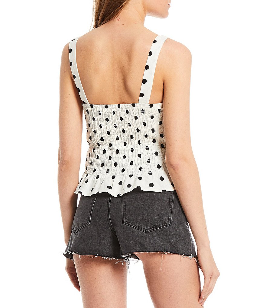 June & Hudson Floral Asymmetrical Button Front Tank Top