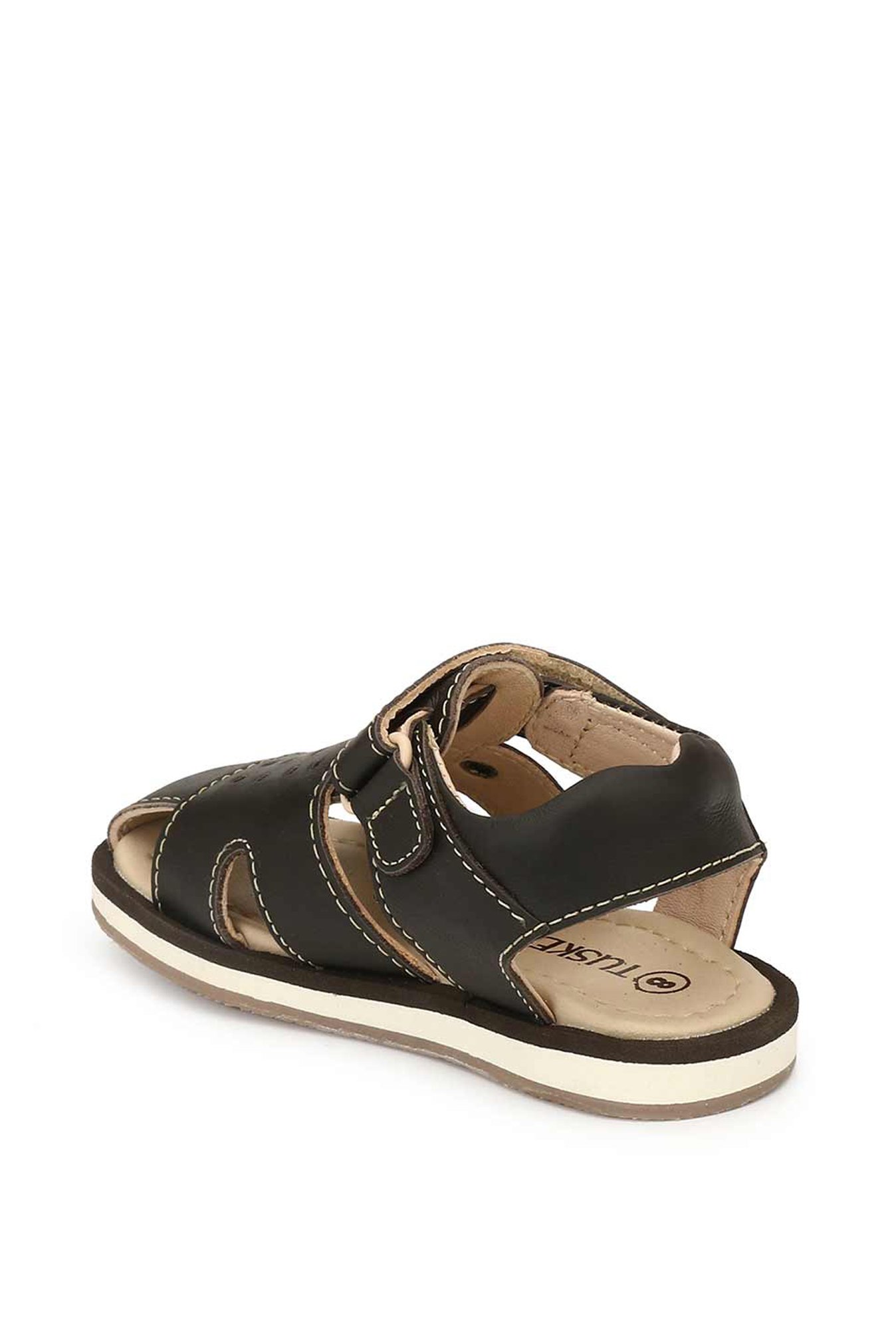 Tuskey Kids Coffee Leather Sandals