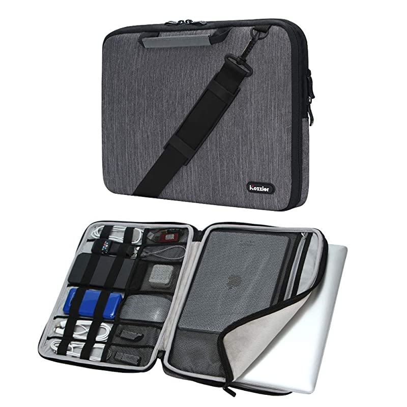 13133 Inch Handle Laptop Briefcase Shoulder Bag Electronic Accessories Organizer Messenger Carrying Case with ShoulderLuggage Strap Grey