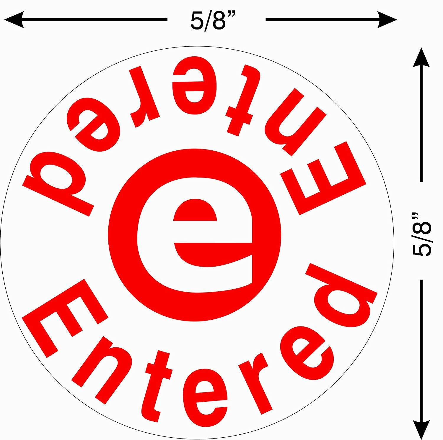 Imprint 360 AS-IMP2011 Round Stamp Entered Written on Top and Bottom with E In The Middle, Red Ink, Durable, Light Weight Self-Inking Stamp, 5/8" Impression Area