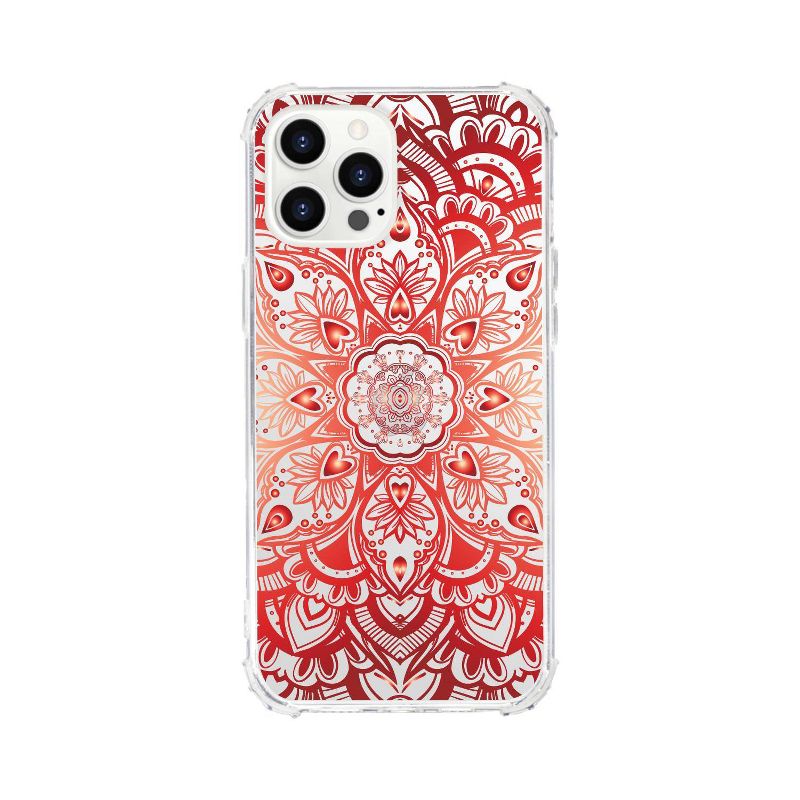 OTM Essentials Apple iPhone 12 Pro Tough Edge Clear Phone Case - Mandala Heart Orange & Red
