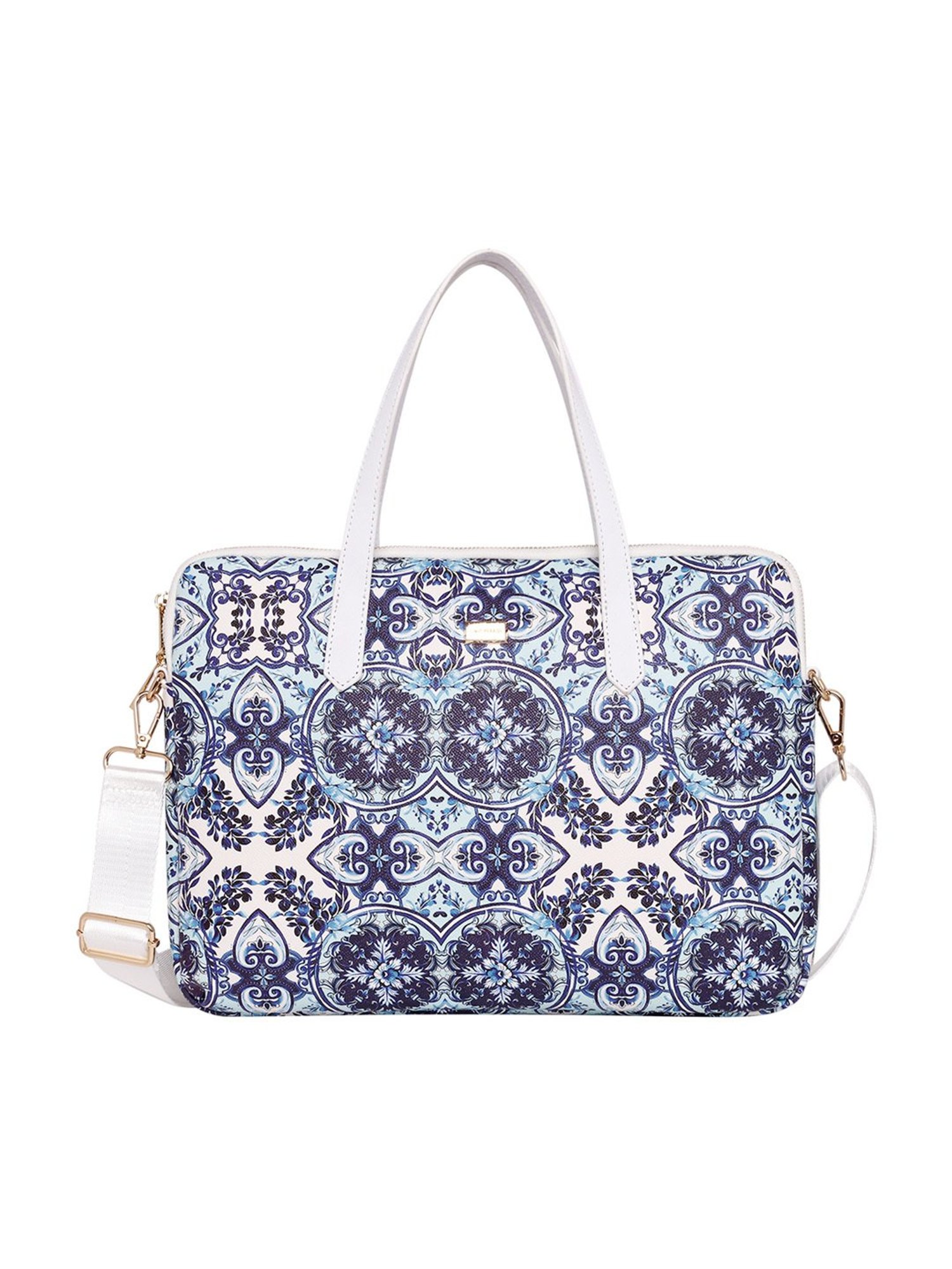 Lino Perros Blue Floral Medium Laptop Handbag