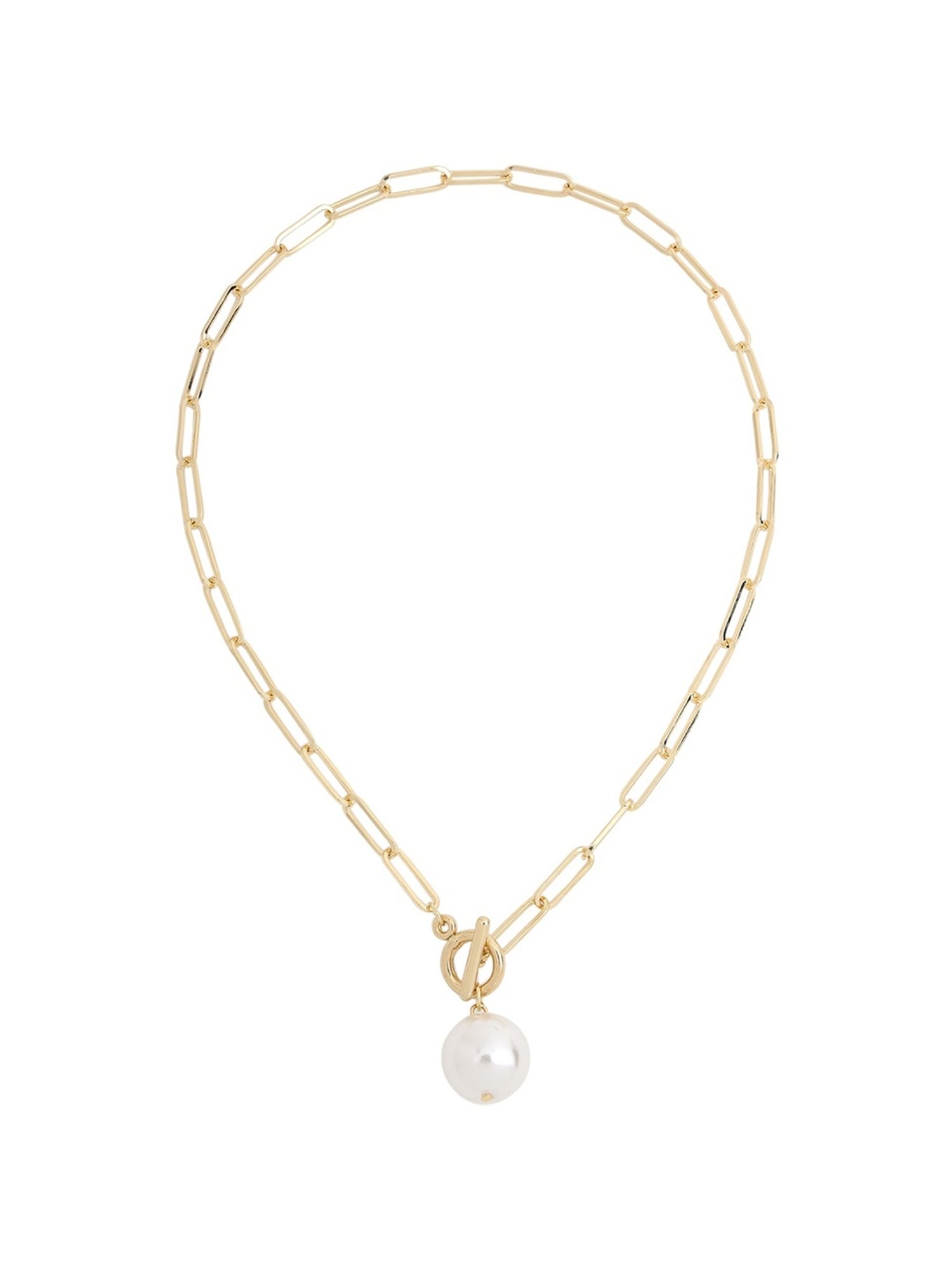 Prita by Priyaasi Long Links Pearl Drop Gold-Plated Necklace