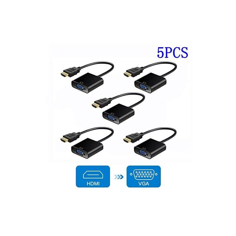 HDMI to VGA Adapter Male to Female for Computer Desktop Laptop PC Monitor Projector HDTV Chromebook Raspberry Pi Roku Xbox and More Black 5