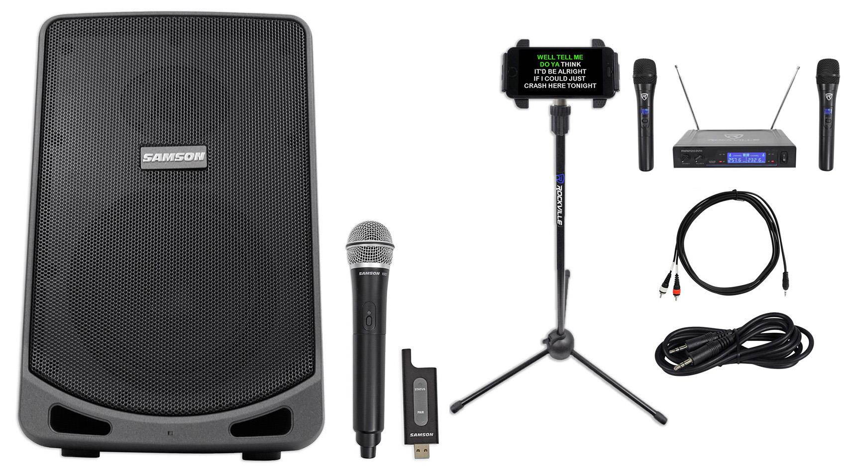 Samson 6" Portable Powered YouTube Karaoke Machine/System+(3) Mics+Tablet Stand