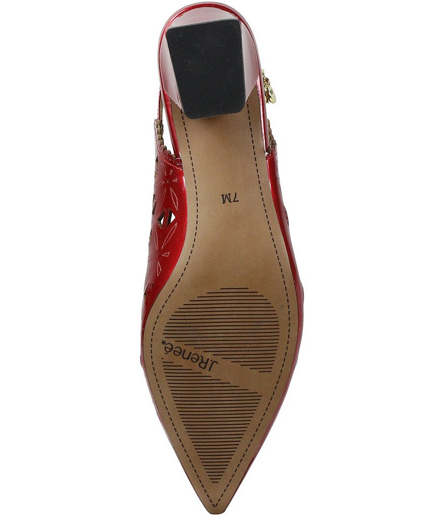 J. Renee Eloden Pearl Patent Laser Cut Slingback Pumps