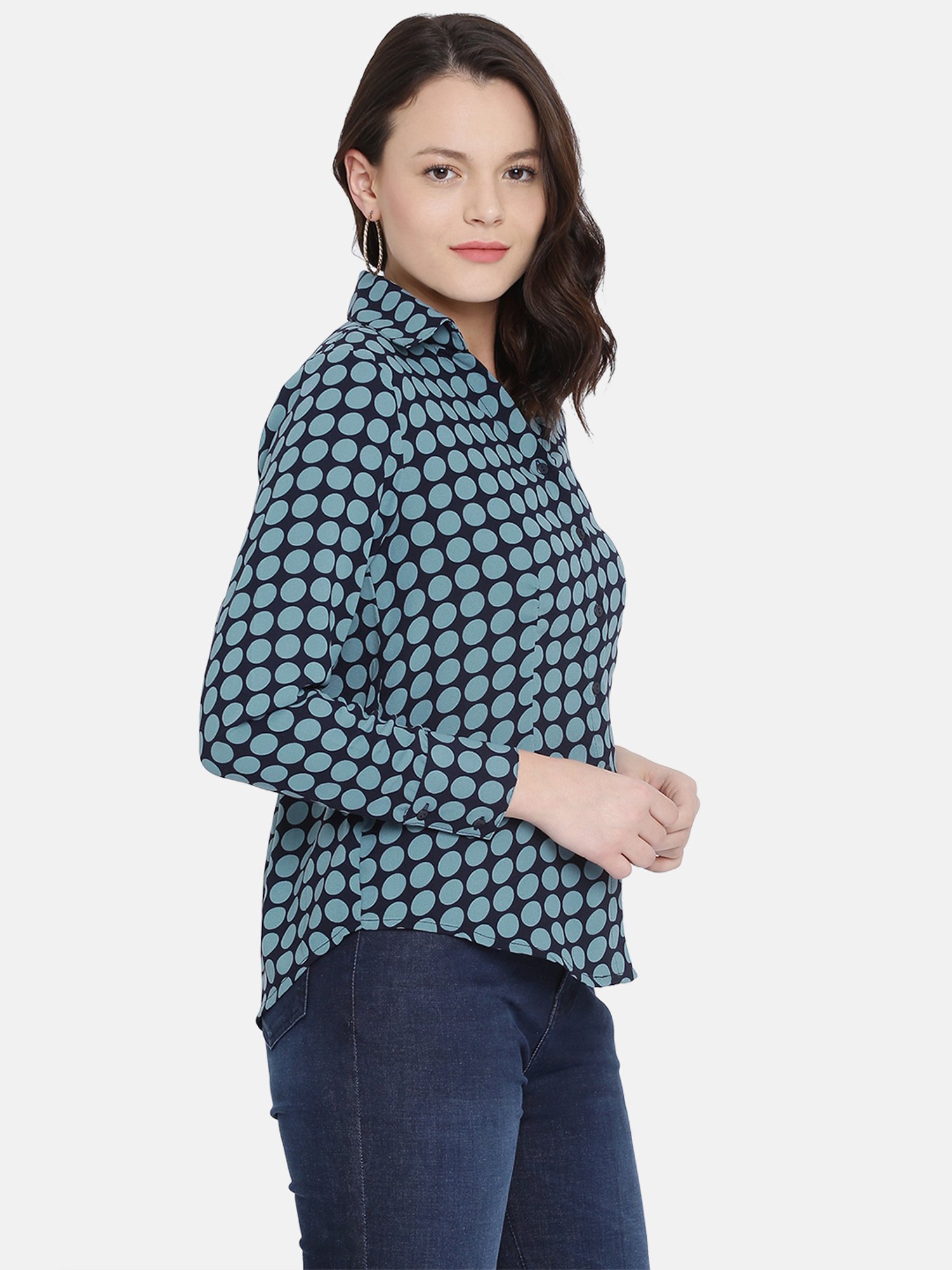 ISU by Radhika Apte Blue Polka Dot Shirt