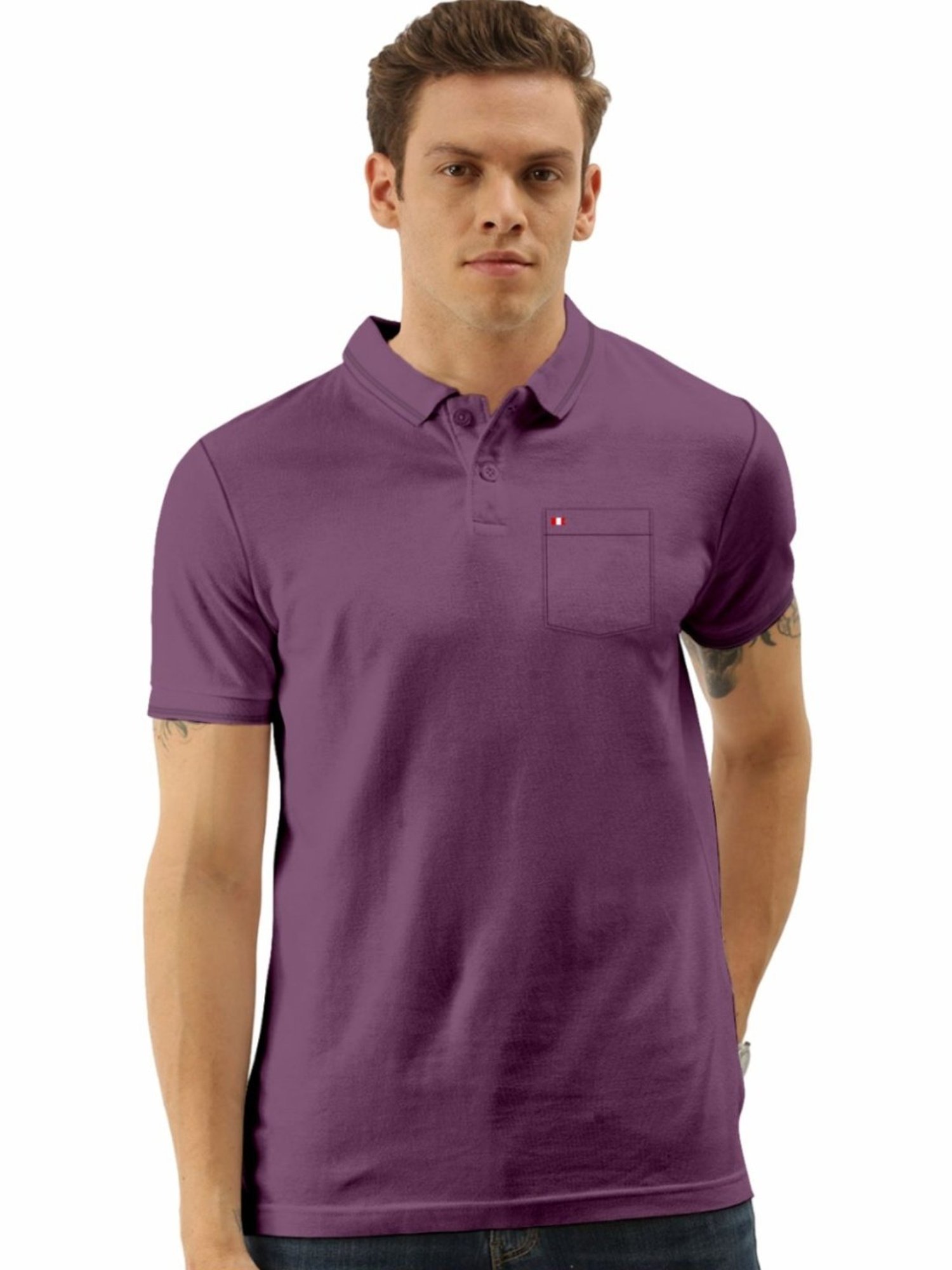 Tab91 Purple Regular Fit Polo T-Shirts