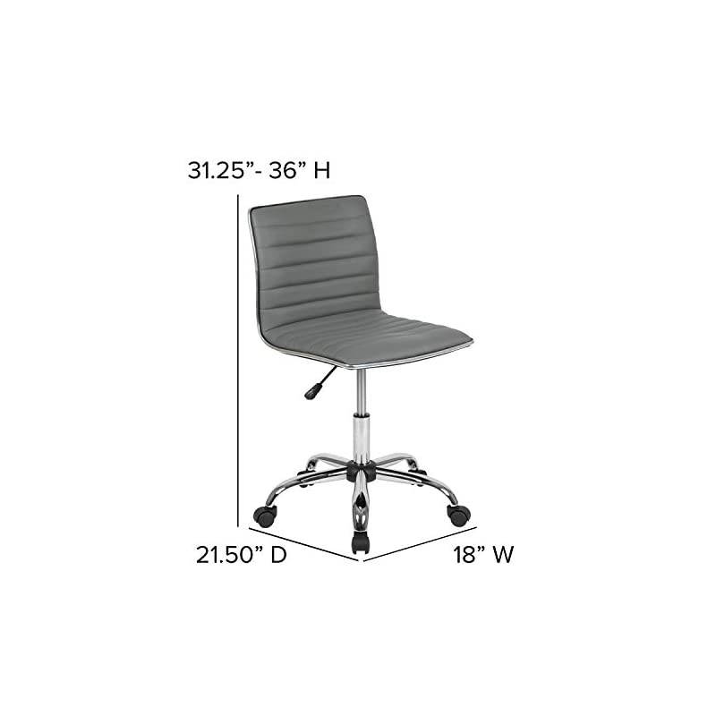 Low Back Designer Armless Light Gray Ribbed Swivel Task Office Chair